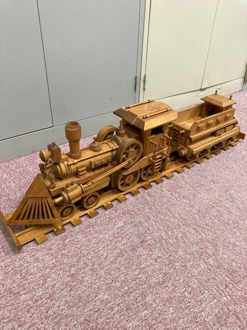 木製 蒸気機関車模型 約100cm レール付き