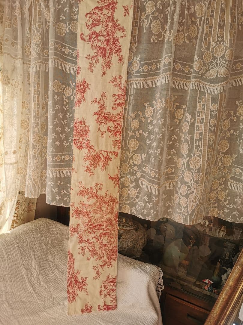 アンティークトワルドジュイ 子供とカップルと天使 田園風景 ランナー マフラー