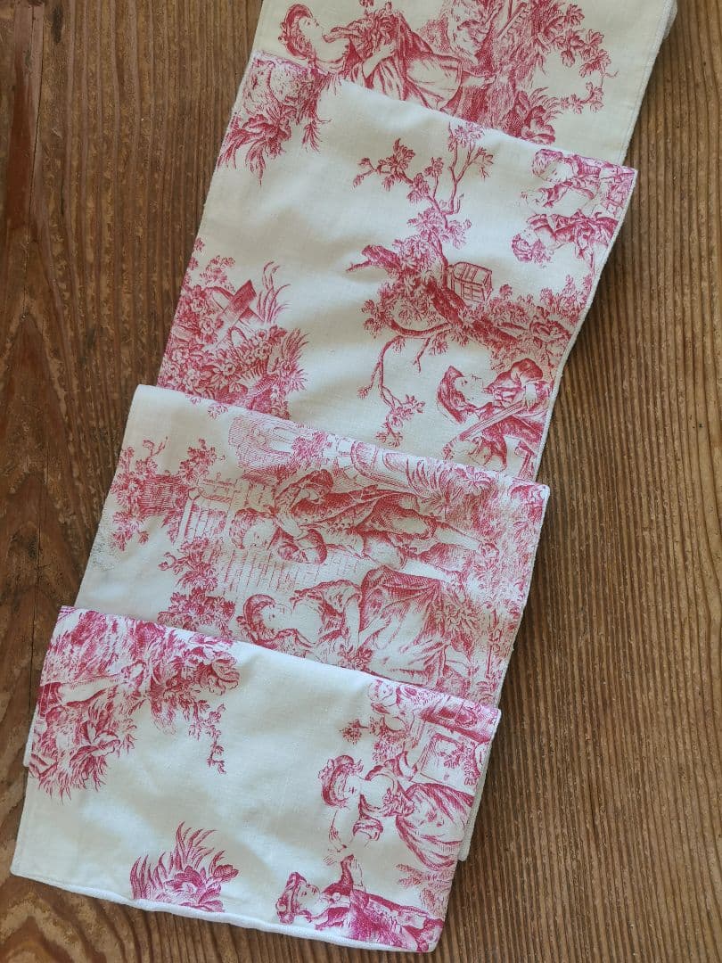 アンティークトワルドジュイ 子供とカップルと天使 田園風景 ランナー マフラー