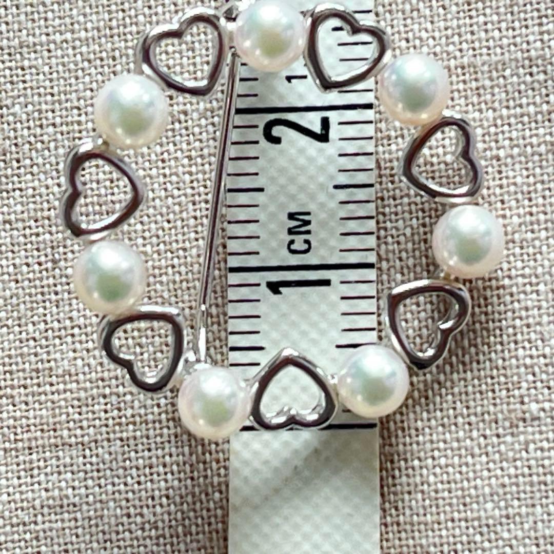 ミキモト　ハート　パール　サークル　ブローチ　シルバー　美品
